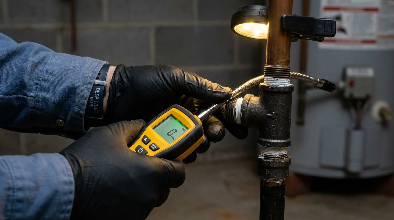 Gas leak detection with electronic sniffer by Johns Plumbing LLC in Baytown
