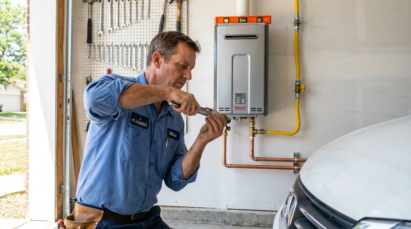 Tankless water heater installation by a Johns Plumbing LLC plumber in Baytown